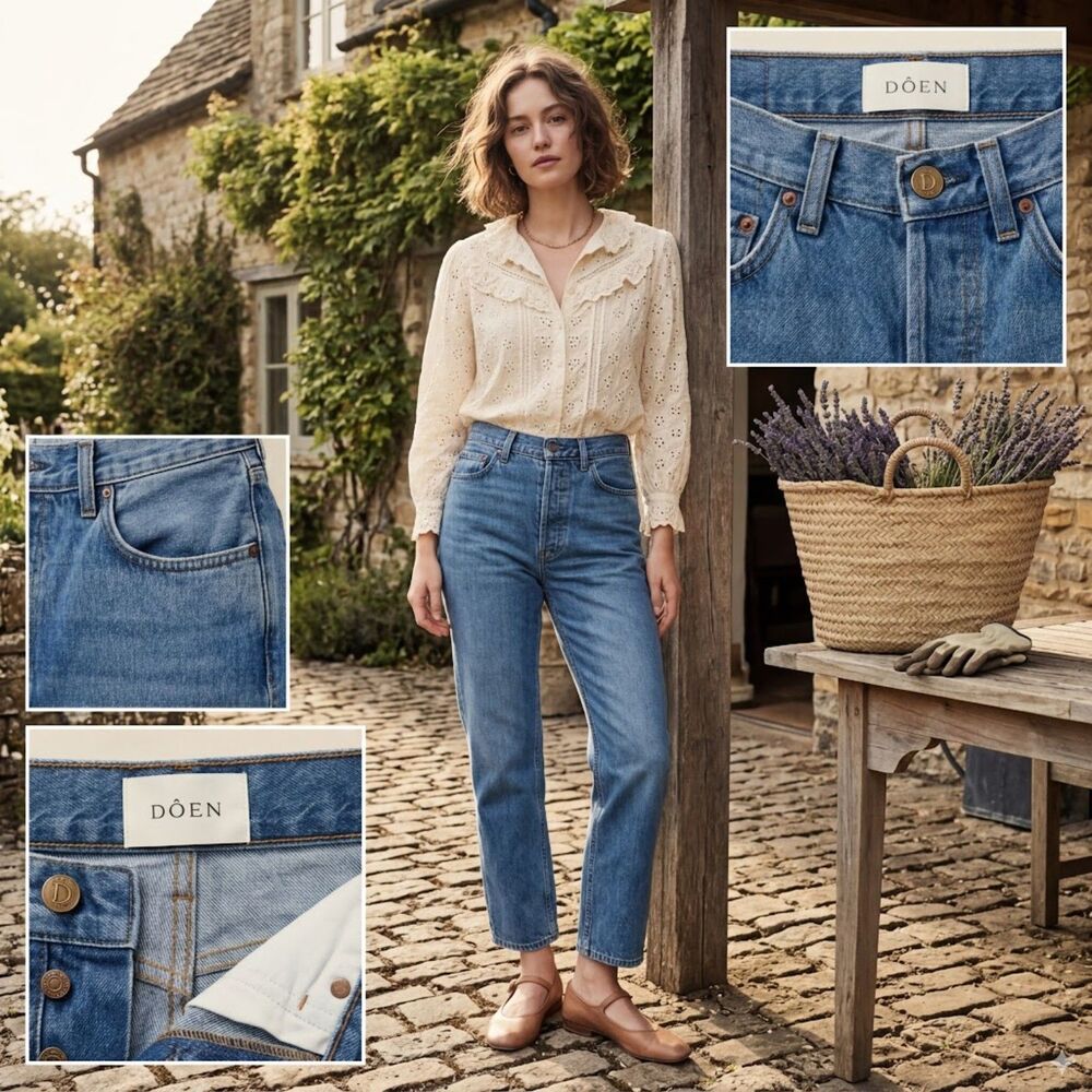 DOEN Blue Button Up Denim Jeans Pants Trousers   Women's Size 27